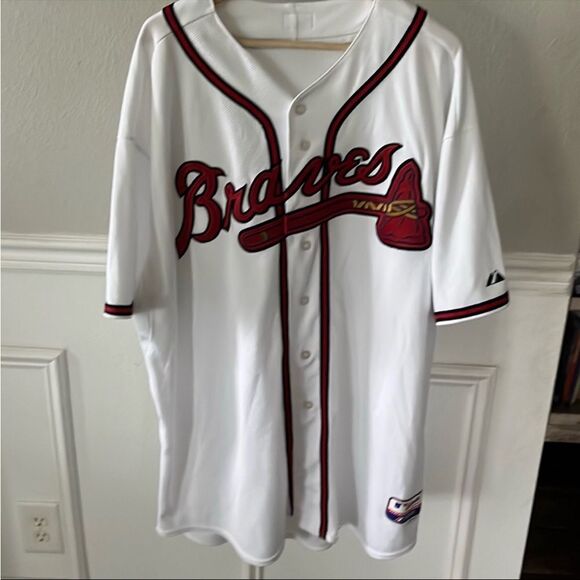 Atlanta Braves Majestic White and Red Baseball Jerseys - Picture 1 of 8